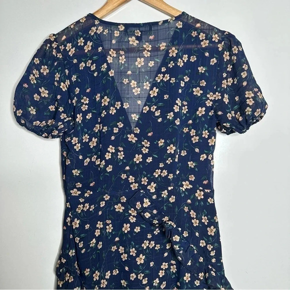 Lulus Petals and Poetry Navy Blue Floral Print Ruffled Midi Dress Size Small - Picture 10 of 14